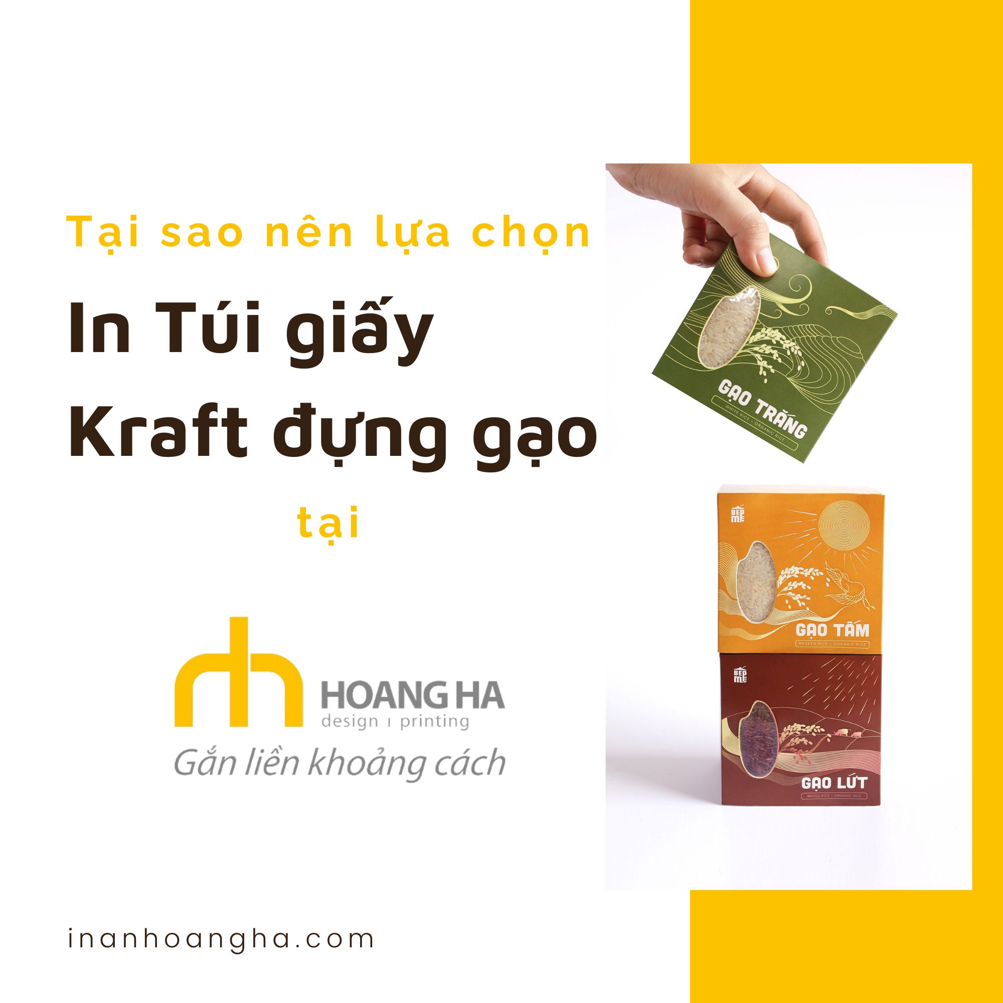 Tại sao nên lựa chọn in túi giấy kraft đựng gạo tại Quảng Cáo Hoàng Hà