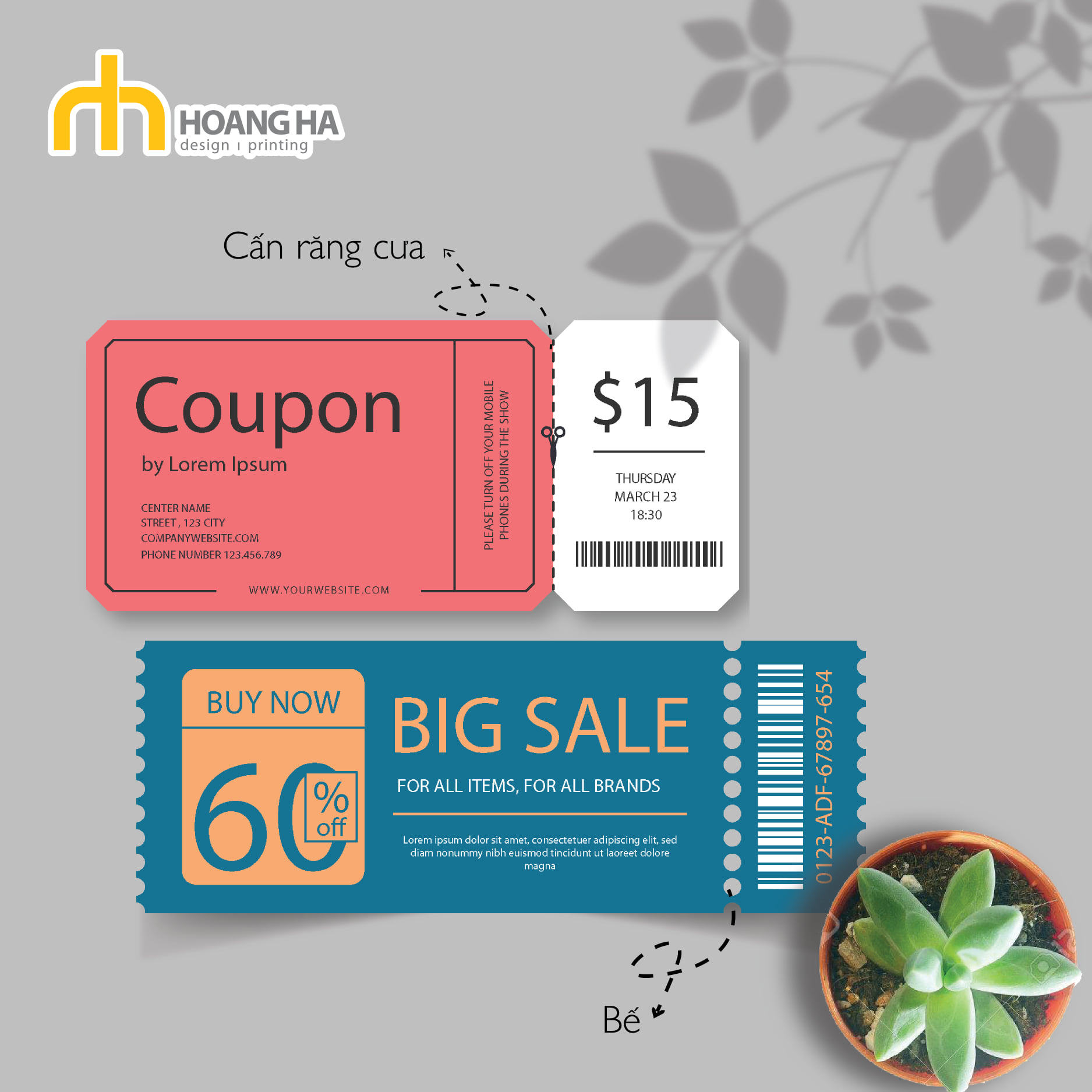 Mẫu coupon voucher tại Quảng cáo Hoàng Hà
