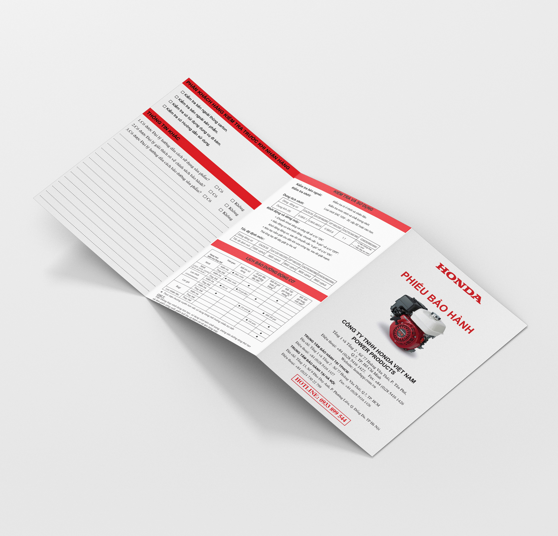 Phiếu Bảo Hành HONDA