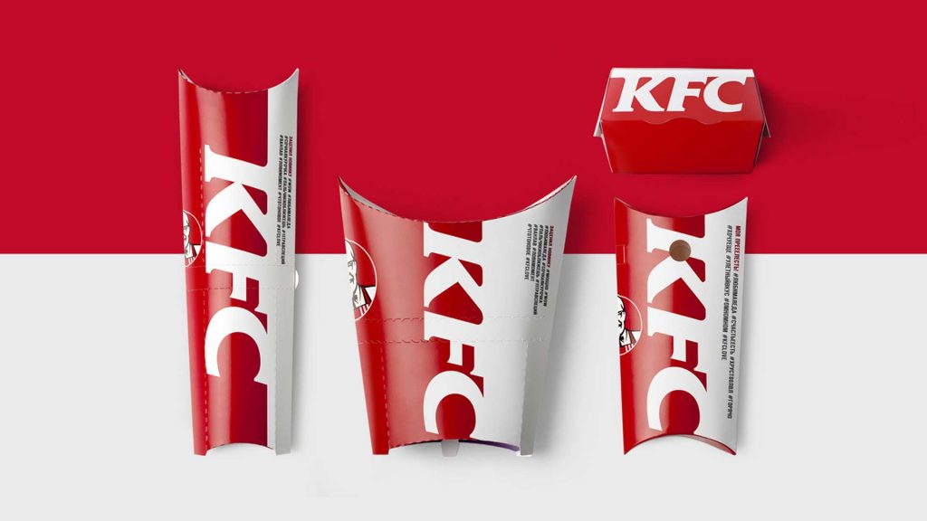 Bao bì KFC với đặc trưng màu đỏ trăng 